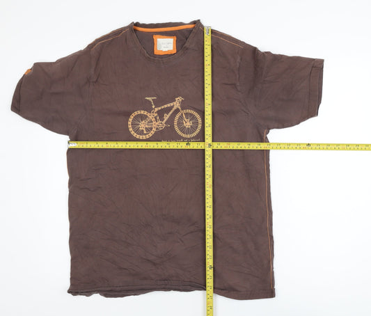One Earth Peter Storm Men’s Brown Cycling Graphic Cotton T-Shirt M
