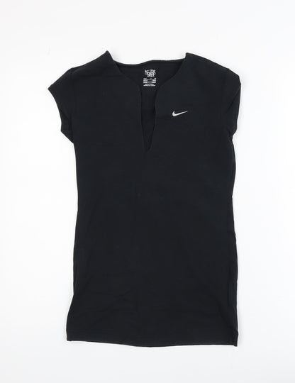 Nike Women's Black Slim Fit Short Sleeve V-Neck Active T-Shirt Size S