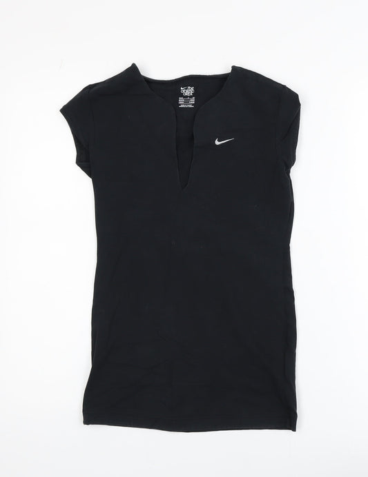 Nike Women's Black Slim Fit Short Sleeve V-Neck Active T-Shirt Size S