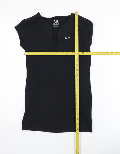 Nike Women's Black Slim Fit Short Sleeve V-Neck Active T-Shirt Size S