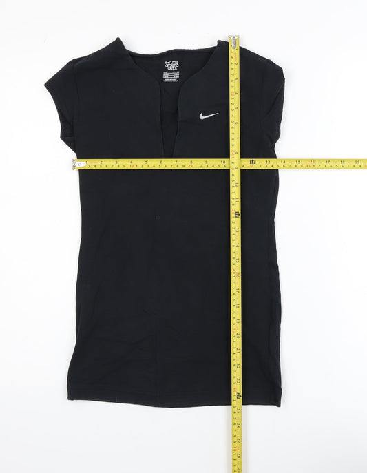Nike Women's Black Slim Fit Short Sleeve V-Neck Active T-Shirt Size S