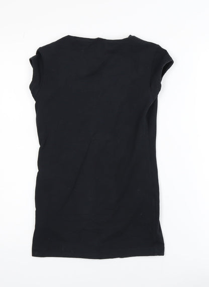 Nike Women's Black Slim Fit Short Sleeve V-Neck Active T-Shirt Size S