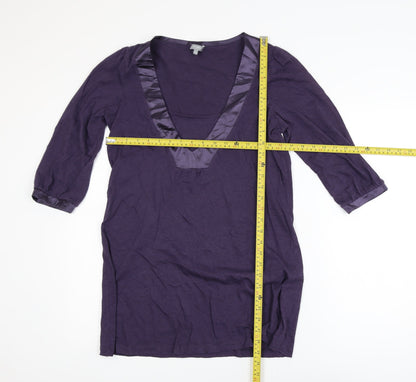 Marks and Spencer Per Una Purple Tunic Blouse Women's Size 14 V-Neck 3/4 Sleeve