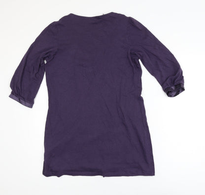Marks and Spencer Per Una Purple Tunic Blouse Women's Size 14 V-Neck 3/4 Sleeve