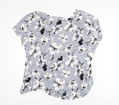 Bonmarché Womens Grey Floral Viscose Stretch T-Shirt Size 24