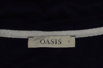 Oasis Womens Navy Blue Pullover Sweatshirt S Hello Print Long Sleeve