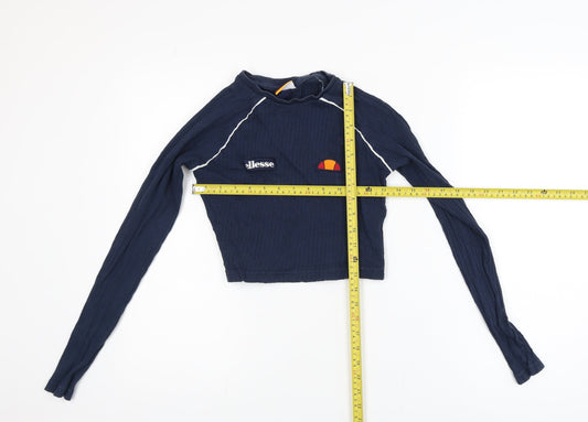 Ellesse Womens Navy Blue Long Sleeve Cropped T-Shirt Size 6