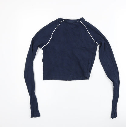 Ellesse Womens Navy Blue Long Sleeve Cropped T-Shirt Size 6