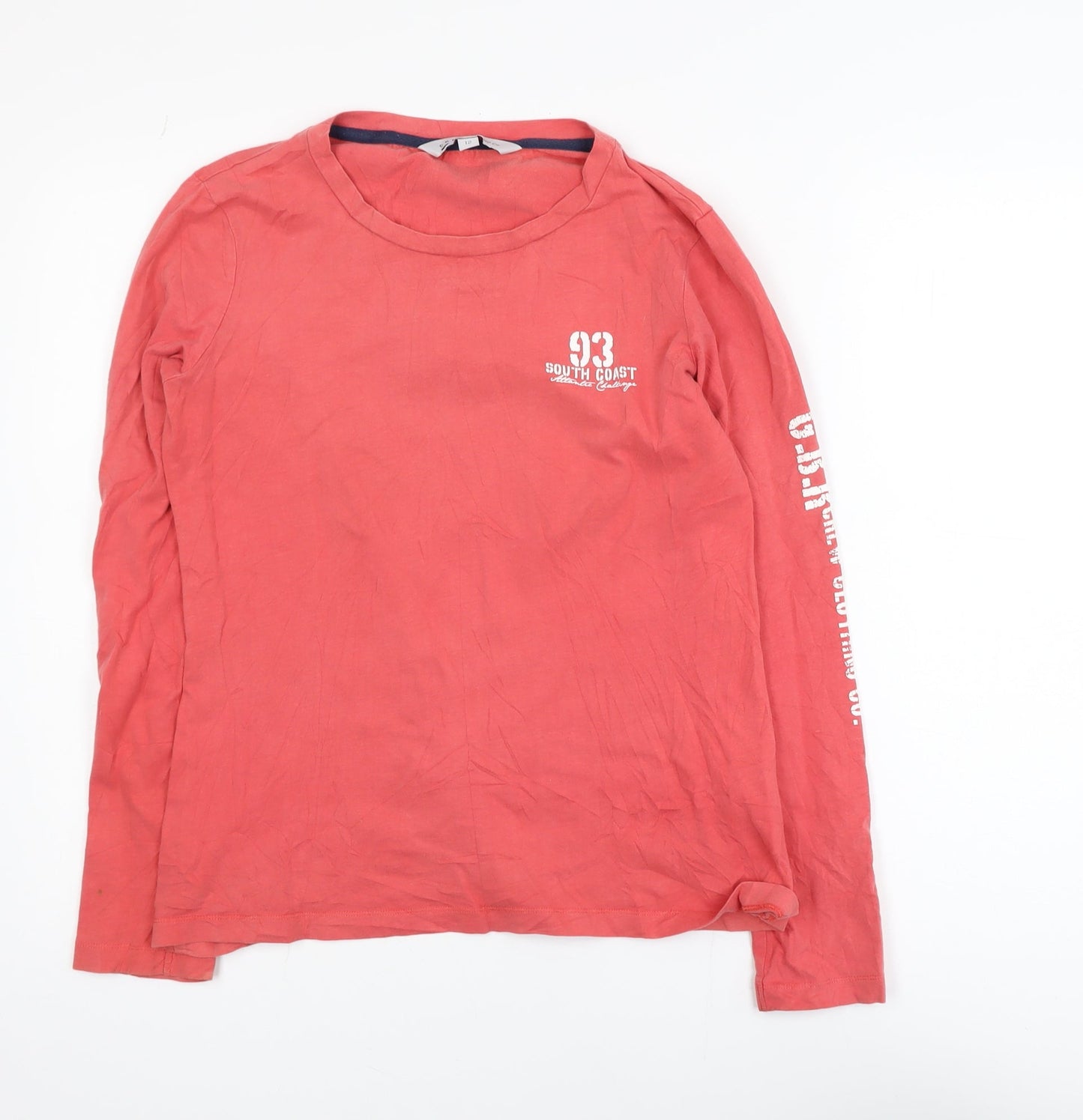 Crew Clothing Co. Women's Red Long Sleeve Cotton T-Shirt Size 12