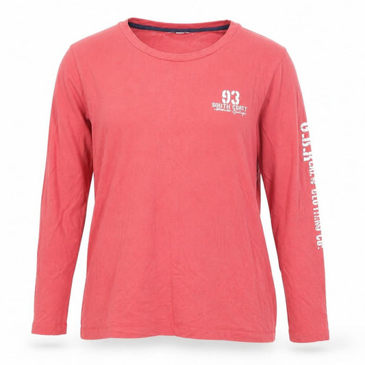 Crew Clothing Co. Women's Red Long Sleeve Cotton T-Shirt Size 12