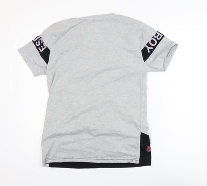Jack & Jones Men's Grey Graphic Print Cotton T-Shirt Size M