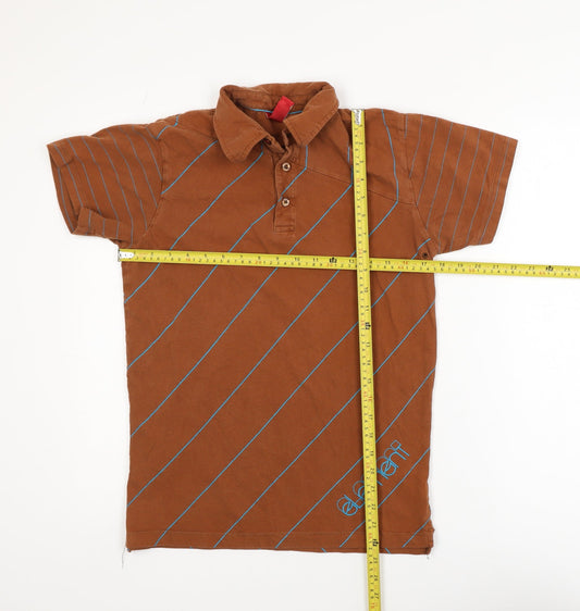 Element Men's Brown Striped Short Sleeve Cotton Polo Shirt Size S