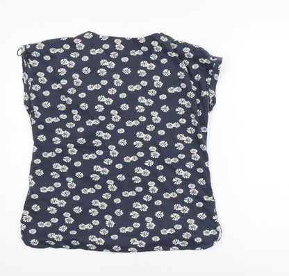 Weird Fish Womens Blue Floral Cotton Blouse Size 12