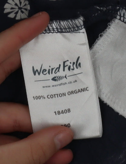 Weird Fish Womens Blue Floral Cotton Blouse Size 12