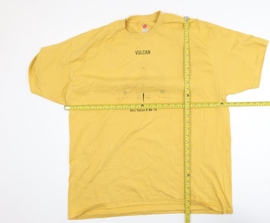 Hanes Men's Yellow 2XL Crew Neck Vulcan Graphic Cotton T-Shirt