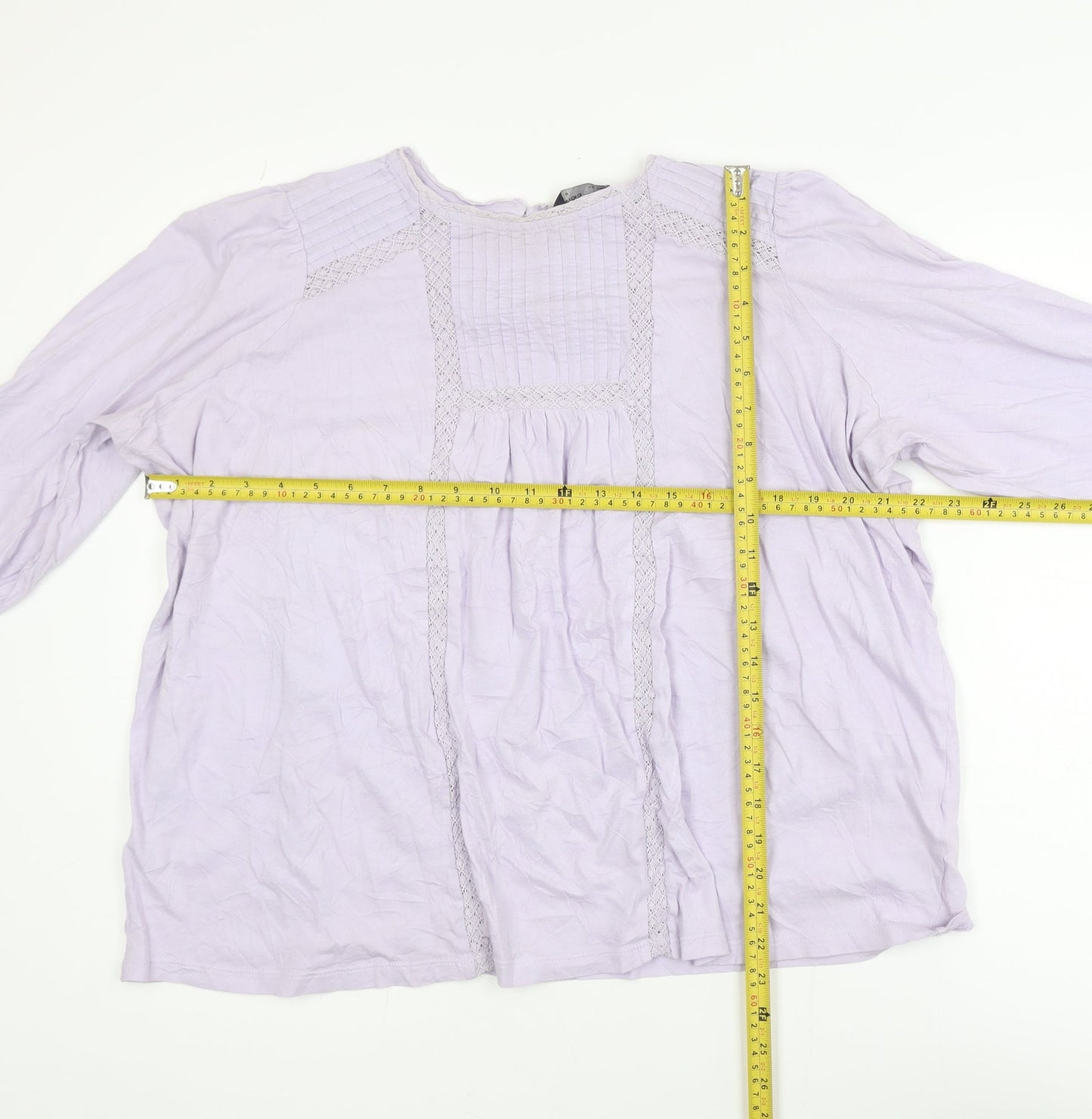 Marks and Spencer Womens Purple Cotton Long Sleeve Peasant Blouse Size 16