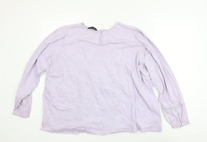 Marks and Spencer Womens Purple Cotton Long Sleeve Peasant Blouse Size 16