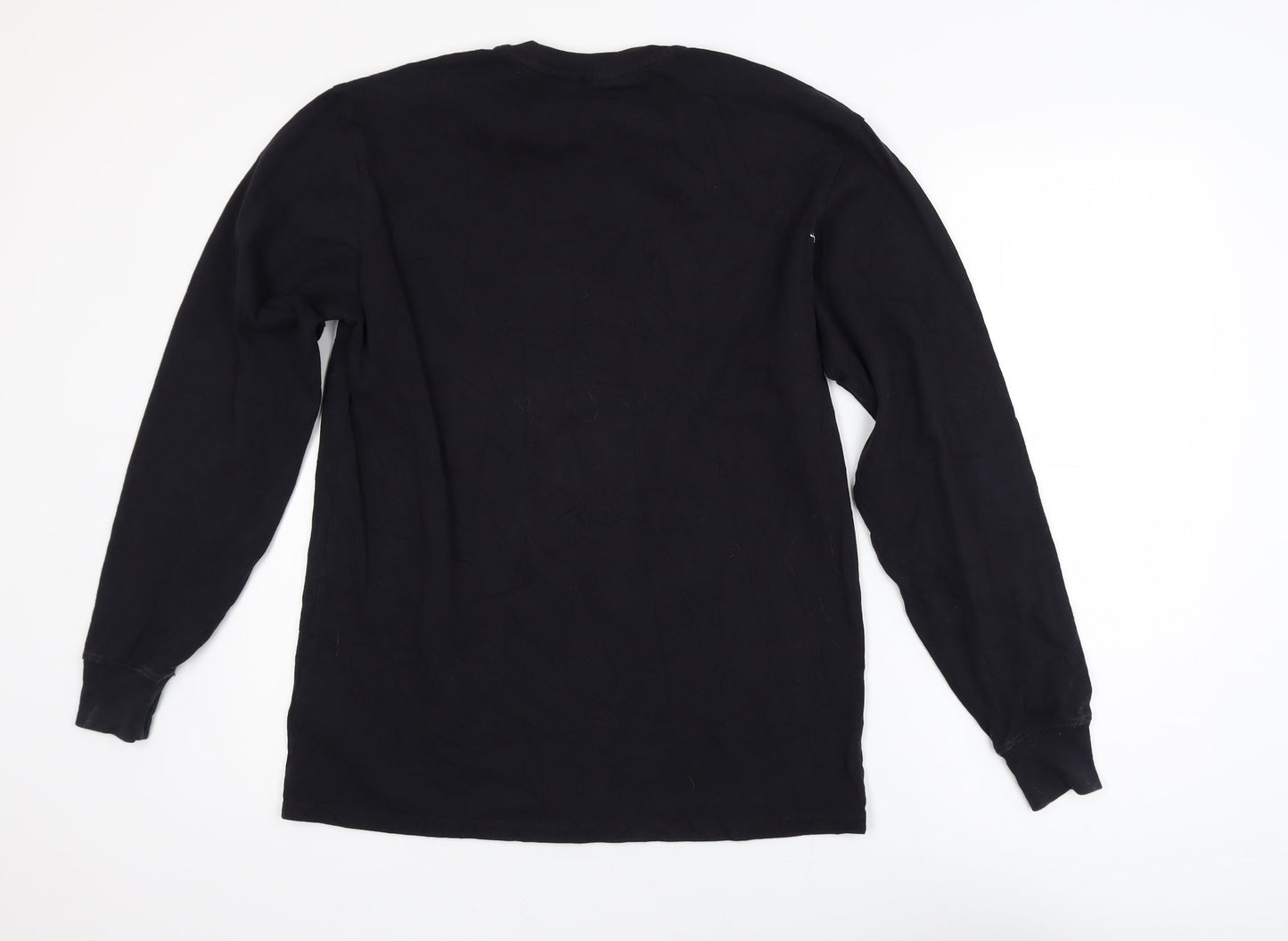 Napapijri Men’s Black Long Sleeve Cotton Crew Neck Logo T-Shirt XS