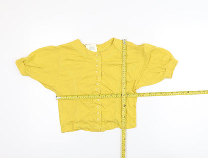 Blind Date Women’s Yellow Cotton Cropped Button Blouse M