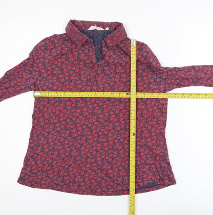 Seasalt Cornwall Women Red Floral Cotton Modal Tunic Blouse UK 12