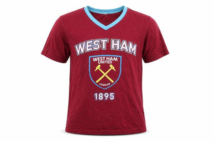 West Ham United Boys Red Small V-Neck Short Sleeve Football T-Shirt