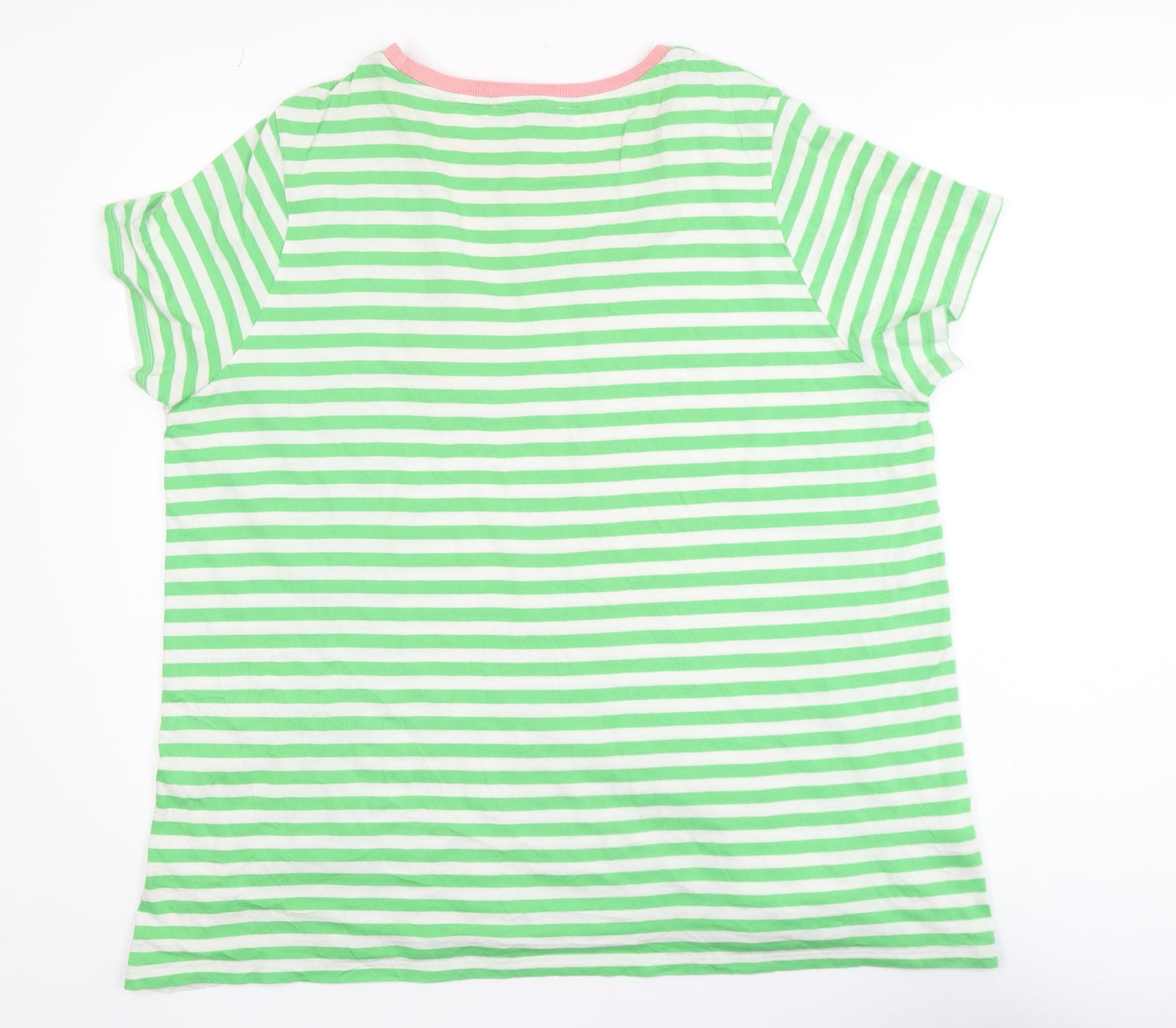 Next Women’s Green Striped Crew Neck T-Shirt Size 22 Cotton Blend
