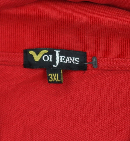 Voi Jeans Men's Red 3XL Long Sleeve Cotton Polo Shirt