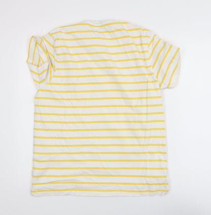 Marks and Spencer Womens Yellow Striped Cotton T-Shirt Size L