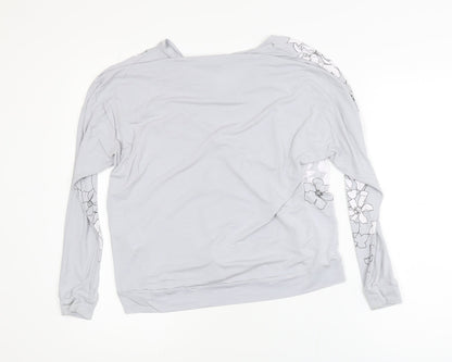 Phase Eight Womens Grey Floral Jersey Long Sleeve Blouse UK 14