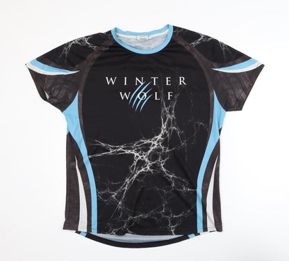 Wolf Run Men's Black Athletic T-Shirt L Sports Quick Dry