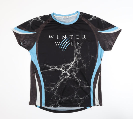 Wolf Run Men's Black Athletic T-Shirt L Sports Quick Dry
