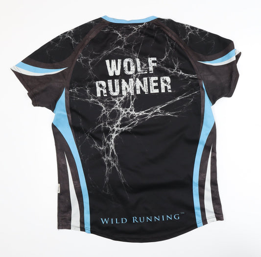 Wolf Run Men's Black Athletic T-Shirt L Sports Quick Dry