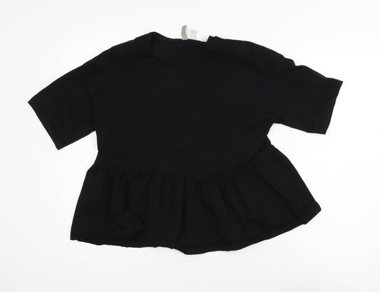 ASOS Women’s Black Peplum Blouse Size 8 Short Sleeve Casual Top