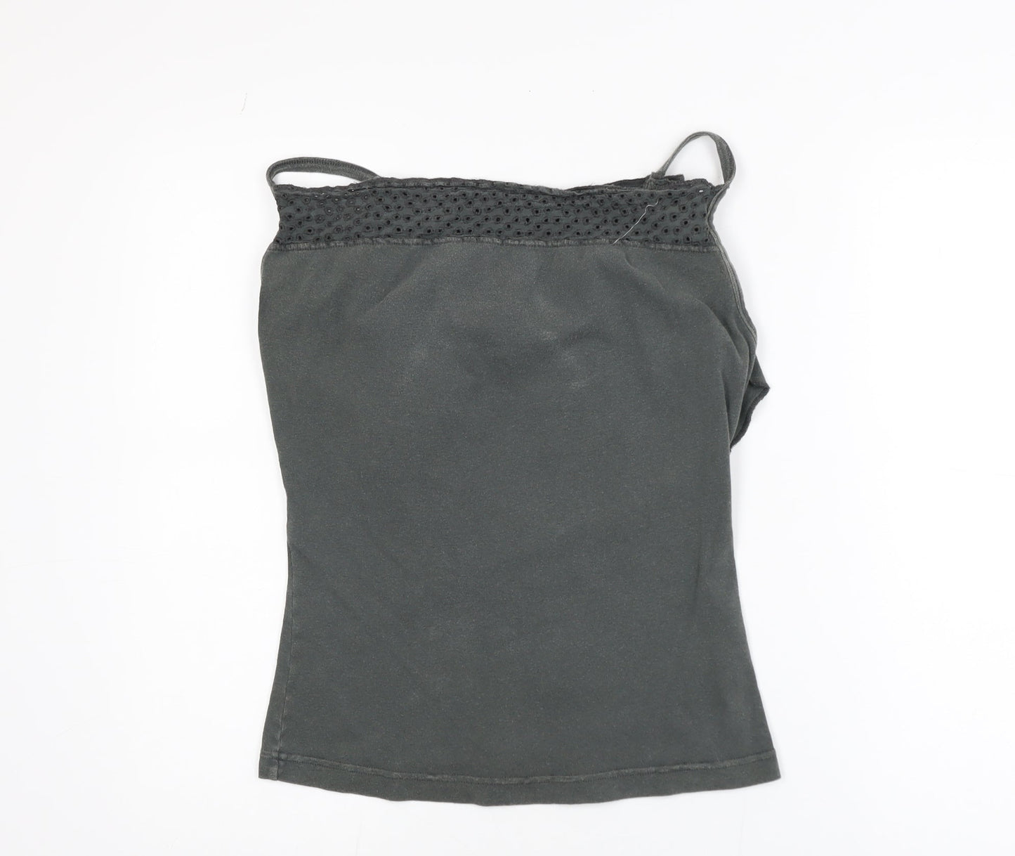 Diesel Women's Grey Cotton Crochet Camisole Tank Top Size M