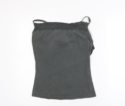 Diesel Women's Grey Cotton Crochet Camisole Tank Top Size M