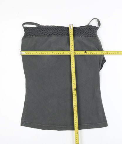 Diesel Women's Grey Cotton Crochet Camisole Tank Top Size M