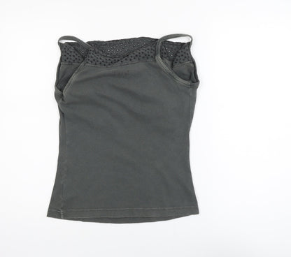 Diesel Women's Grey Cotton Crochet Camisole Tank Top Size M