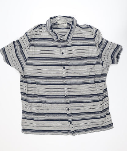Weird Fish Men's Blue Striped Cotton Polo Shirt 5XL