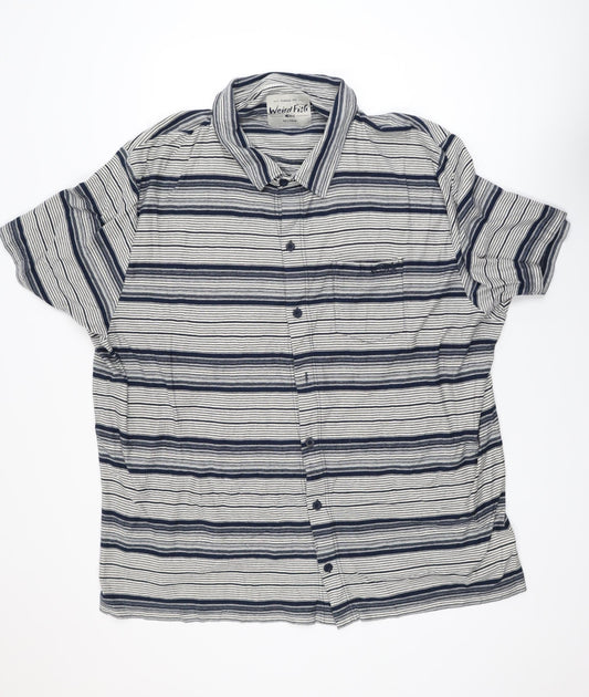 Weird Fish Men's Blue Striped Cotton Polo Shirt 5XL