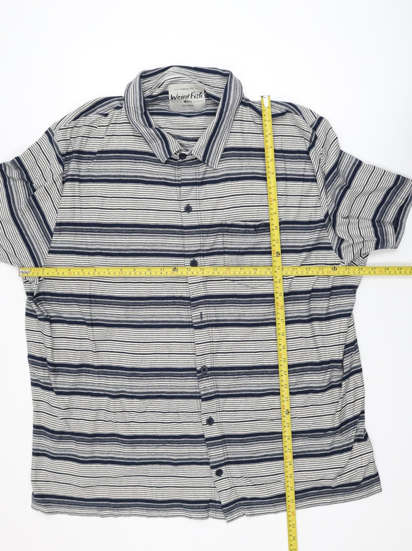 Weird Fish Men's Blue Striped Cotton Polo Shirt 5XL