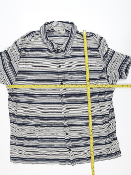 Weird Fish Men's Blue Striped Cotton Polo Shirt 5XL