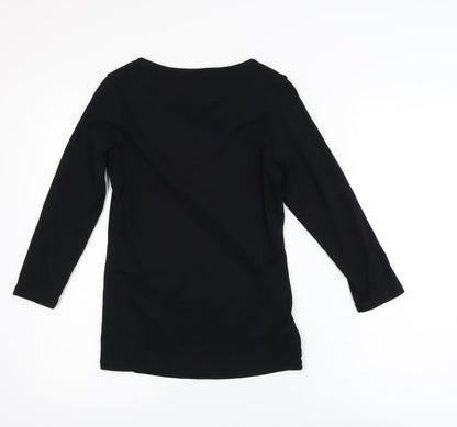 Marks and Spencer Women’s Black Cotton Long Sleeve V-Neck Blouse Size 10