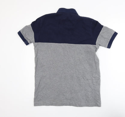 Kappa Mens Grey Navy Colourblock Polo Shirt Medium