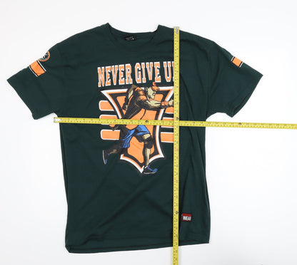 WWE John Cena Men's Green XL Graphic 'Never Give Up' T-Shirt
