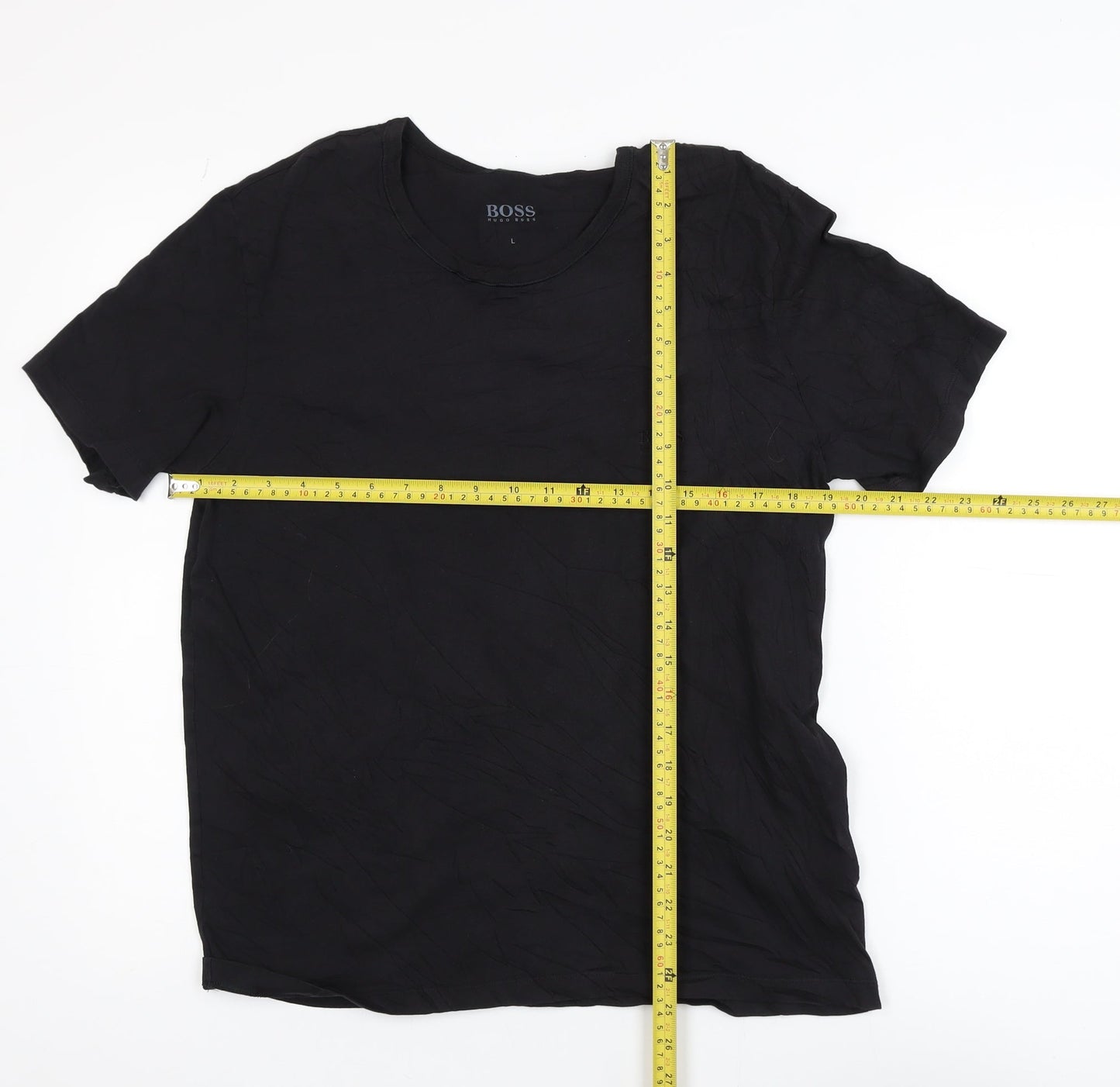 Hugo Boss Men's Black Cotton Crew Neck Short Sleeve T-Shirt Size L