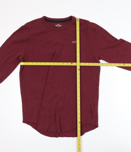 Hollister Men's Red Crew Neck Pullover Jumper Size M Cotton Knit