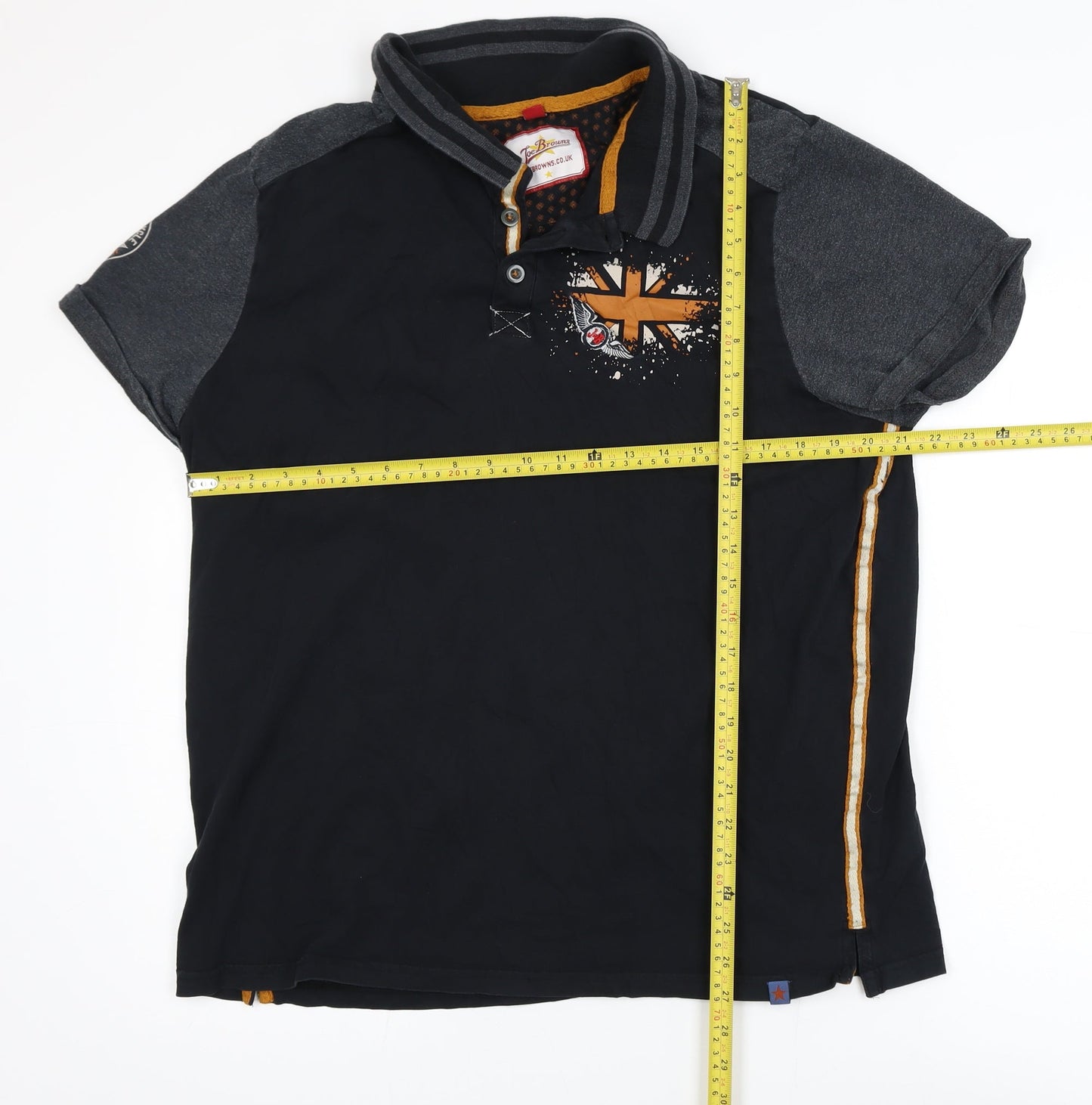 Joe Browns Men Black 4XL Graphic British Flag Polo Shirt