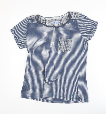 Mantaray Women’s Blue Striped Short Sleeve Cotton T-Shirt Size 14