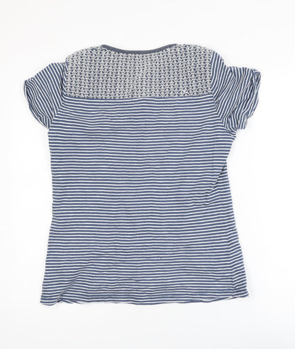 Mantaray Women’s Blue Striped Short Sleeve Cotton T-Shirt Size 14