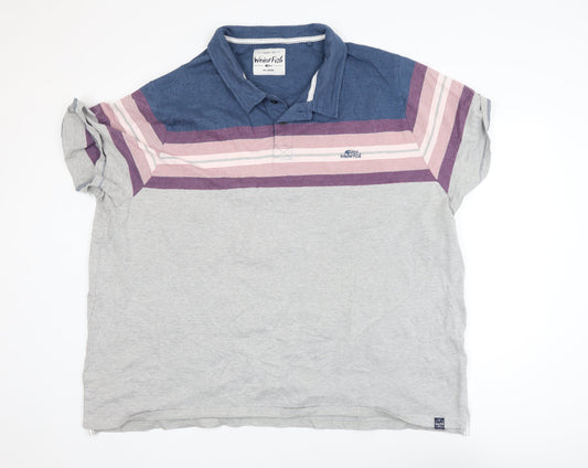 Weird Fish Men's Multicoloured Striped 5XL Cotton Polo Shirt